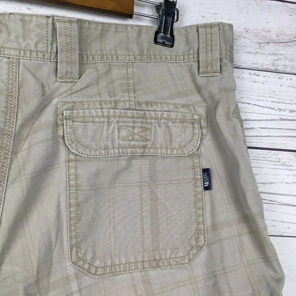 North Face‎ Mens 36 Tan Plaid Cargo Shorts Cotton Blend Gusset Crotch